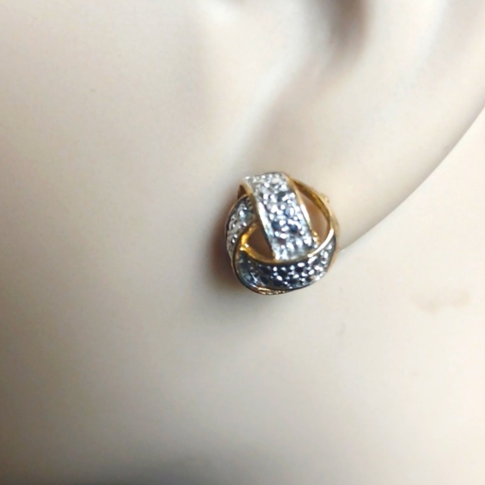 Sterling Silver And Gold Love Knot Earrings Quality! Shimmery GLAMOROUS